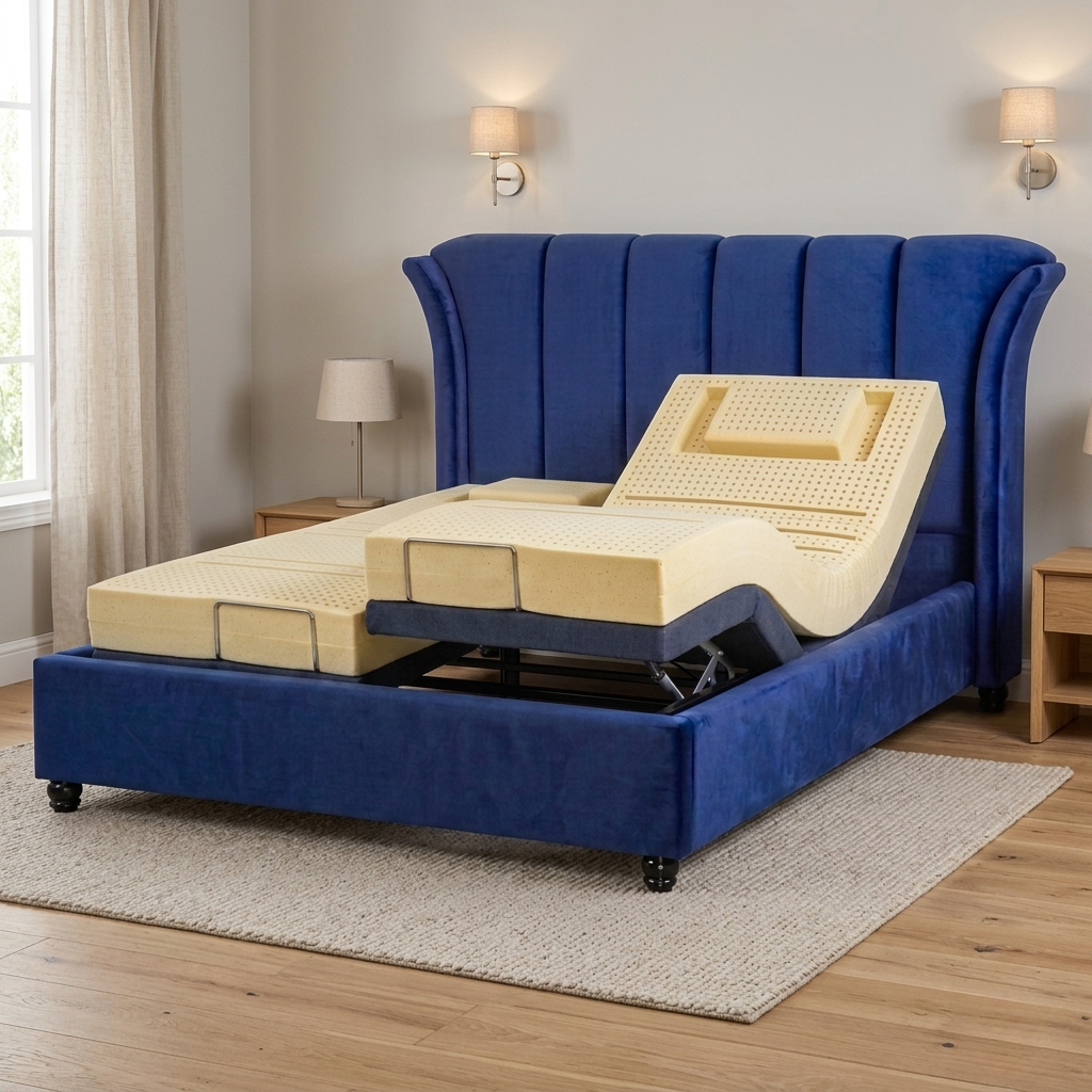 ORO King Size Automatically Adjustable Beds with 2 ORO Latex Mattresses and 2 ORO Baby Alarm packages